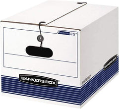 BANKERS BOX - 1 Compartment, 12-1/4" Wide x 11" High x 24-1/8" Deep, Storage Box - Corrugated Cardboard, White/Blue - Exact Industrial Supply