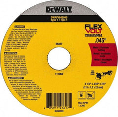 DeWALT - 4-1/2" Ceramic Cutoff Wheel - 0.045" Thick, 7/8" Arbor, 13,300 Max RPM, Use with Portable Tools - Exact Industrial Supply