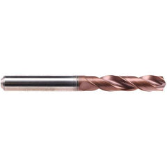 Emuge - 9.35mm 140° Spiral Flute Solid Carbide Screw Machine Drill Bit - AlCrN Finish, Right Hand Cut, 47mm Flute Length, 89mm OAL, Four Facet Point, Straight Shank, Through Coolant - Exact Industrial Supply