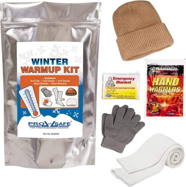 PRO-SAFE - Emergency Preparedness Kits Type: Winter Warm Up Kit Contents: Knit Stocking Cap; Gloves; Tube Socks; Emergency Blanket; (2) Hand Warmers - Exact Industrial Supply