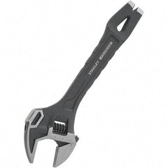 Stanley - 1-1/4" Jaw Capacity, 10" Ratcheting Adjustable Wrench - Steel, Black Oxide Finish, 10" OAL - Exact Industrial Supply