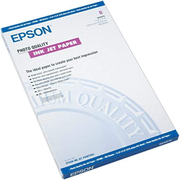 Epson - 11" x 17" Bright White Photo Paper - Use with Inkjet Printers - Exact Industrial Supply