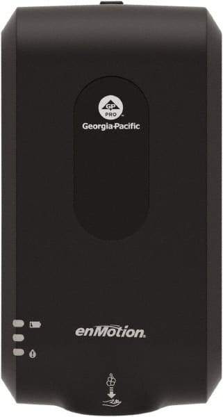 Georgia Pacific - 1000 to 1200mL Foam Hand Sanitizer Dispenser - Plastic, Wall Mounted, Black - Exact Industrial Supply