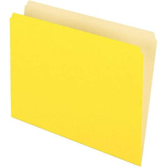Pendaflex - 9-1/2 x 11-5/8", Letter Size, Yellow, File Folders with Top Tab - 11 Point Stock, Straight Tab Cut Location - Exact Industrial Supply