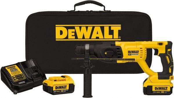 DeWALT - 20 Volt 1" SDS Plus Chuck Cordless Rotary Hammer - 0 to 5,550 BPM, 0 to 1,500 RPM, Reversible - Exact Industrial Supply