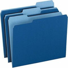 Pendaflex - 9-1/2 x 11-5/8", Letter Size, Navy Blue, File Folders with Top Tab - 11 Point Stock, Assorted Tab Cut Location - Exact Industrial Supply