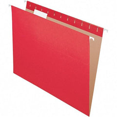 Pendaflex - 8-1/2 x 11", Letter Size, Red, Hanging File Folder - 11 Point Stock, 1/5 Tab Cut Location - Exact Industrial Supply
