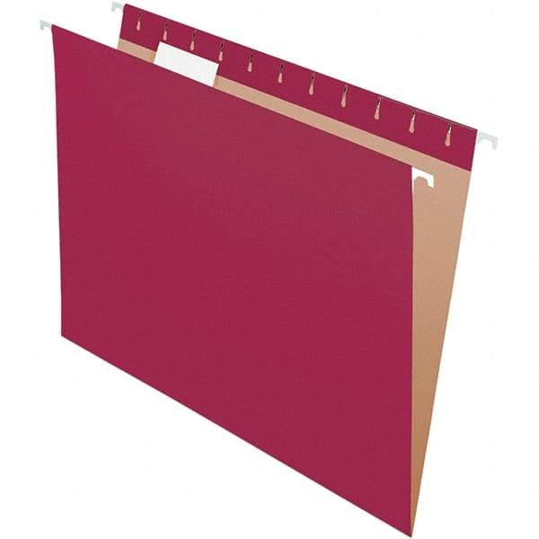 Pendaflex - 8-1/2 x 11", Letter Size, Burgundy, Hanging File Folder - 11 Point Stock, 1/5 Tab Cut Location - Exact Industrial Supply