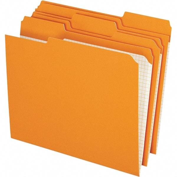 Pendaflex - 9-1/2 x 11-5/8", Letter Size, Orange, File Folders with Top Tab - 11 Point Stock, Assorted Tab Cut Location - Exact Industrial Supply