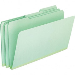 Pendaflex - 9-1/2 x 14-5/8", Legal, Green, File Folders with Top Tab - 25 Point Stock, Assorted Tab Cut Location - Exact Industrial Supply