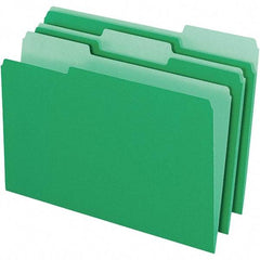 Pendaflex - 9-1/2 x 14-5/8", Legal, Green/Light Green, File Folders with Top Tab - 11 Point Stock, Assorted Tab Cut Location - Exact Industrial Supply