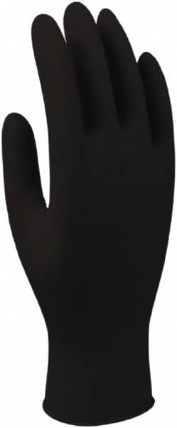 Disposable Gloves: Size Large, 4 mil, Nitrile-Coated, Nitrile Black, 9-1/2″ Length, Bisque, FDA Approved, Static Dissipative