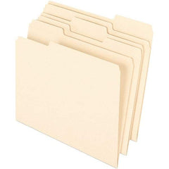 Pendaflex - 9-1/2 x 11-5/8", Letter Size, Manila, File Folders with Top Tab - 11 Point Stock, Assorted Tab Cut Location - Exact Industrial Supply