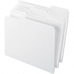 Pendaflex - 9-1/2 x 11-5/8", Letter Size, White, File Folders with Top Tab - 11 Point Stock, Assorted Tab Cut Location - Exact Industrial Supply