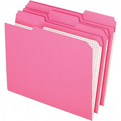 Pendaflex - 10 x 12", Letter Size, Pink, File Folders with Top Tab - 11 Point Stock, Assorted Tab Cut Location - Exact Industrial Supply