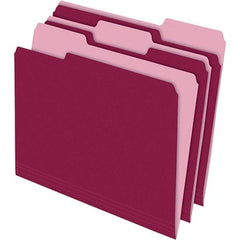 Pendaflex - 11-5/8 x 9-3/16", Letter Size, Burgundy, File Folders with Top Tab - 11 Point Stock, Assorted Tab Cut Location - Exact Industrial Supply