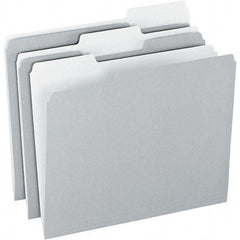 Pendaflex - 9-1/2 x 11-5/8", Letter Size, Gray/Light Gray, File Folders with Top Tab - 11 Point Stock, Assorted Tab Cut Location - Exact Industrial Supply