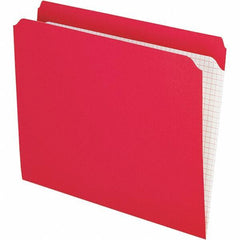 Pendaflex - 9-1/2 x 11-5/8", Letter Size, Red, File Folders with Top Tab - 11 Point Stock, Straight Tab Cut Location - Exact Industrial Supply