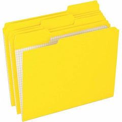 Pendaflex - 9-1/2 x 11-5/8", Letter Size, Yellow, File Folders with Top Tab - 11 Point Stock, Assorted Tab Cut Location - Exact Industrial Supply