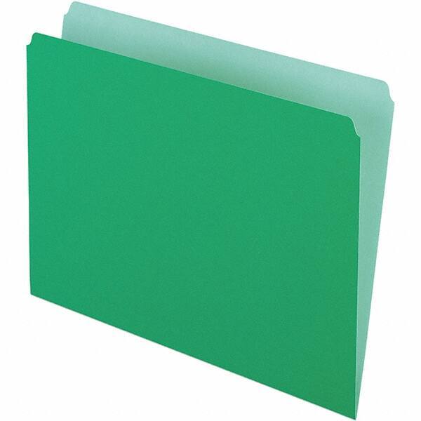 Pendaflex - 9-1/2 x 11-5/8", Letter Size, Green/Light Green, File Folders with Top Tab - 11 Point Stock, Straight Tab Cut Location - Exact Industrial Supply