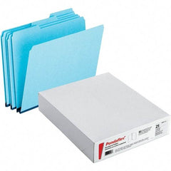 Pendaflex - 11-3/4 x 9-1/2", Letter Size, Blue, File Folders with Top Tab - Assorted Tab Cut Location - Exact Industrial Supply