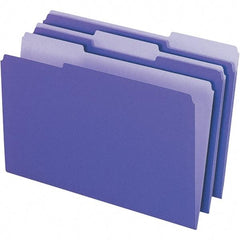 Pendaflex - 14-5/8 x 9-3/16", Legal, Violet, File Folders with Top Tab - 11 Point Stock, Assorted Tab Cut Location - Exact Industrial Supply