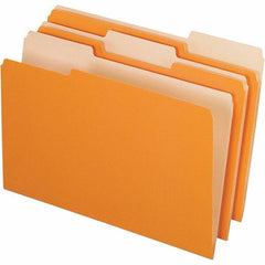 Pendaflex - 9-1/2 x 14-5/8", Legal, Orange/Light Orange, File Folders with Top Tab - 11 Point Stock, Assorted Tab Cut Location - Exact Industrial Supply