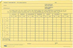 TOPS - 29/32" High x 6-51/64" Wide Weekly Time Cards - Use with Manual Time Record - Exact Industrial Supply
