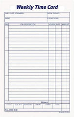 TOPS - 1" High x 4-19/64" Wide Weekly Time Cards - Use with Manual Time Record - Exact Industrial Supply
