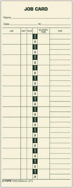 TOPS - 3-29/32" High x 9-45/64" Wide Weekly Time Cards - Use with Cincinnati L-61, Lathem L-61, Simplex 15-800622 - Exact Industrial Supply