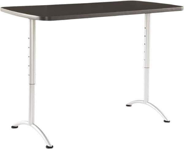 ICEBERG - 60" Long x 30" Wide x 42" High Stationary Rectangular Conference Table - 1-1/8" Thick, Graphite (Color), Melamine/Laminate/Steel - Exact Industrial Supply