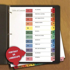 Universal One - 11 x 8 1/2" 8 Tabs, 3-Hole Punched, Tab Divider - Multicolor Tabs, White Folder - Exact Industrial Supply