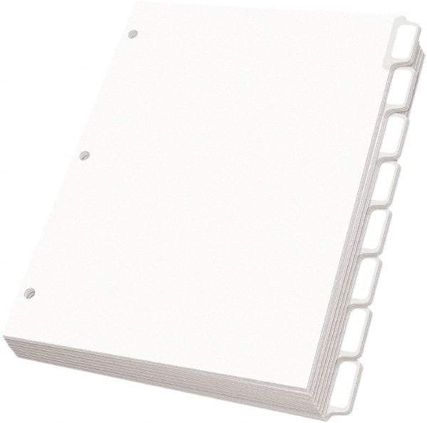 OXFORD - 11 x 8 1/2" 5 Tabs, 3-Hole Punched, Self-Stick Tab - White - Exact Industrial Supply