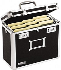 Vaultz - 1 Compartment, 13-3/4" Wide x 12-1/4" High x 7-1/4" Deep, Portable Storage Box - Aluminum, Chrome, PVC & Rubber, Black - Exact Industrial Supply