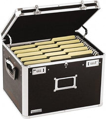Vaultz - 1 Compartment, 17-1/2" Wide x 12-1/2" High x 14" Deep, File Storage Boxes - Aluminum, Chrome, PVC & Rubber, Black - Exact Industrial Supply