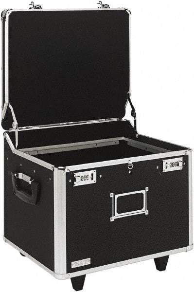 Vaultz - 1 Compartment, 15-1/4" Wide x 11-1/2" High x 12-1/4" Deep, Portable Storage Box - Aluminum, Chrome & PVC, Black - Exact Industrial Supply
