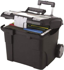 Storex - 1 Compartment, 15" Wide x 30" High x 16.38" Deep, Portable Storage Box - Metal & Plastic, Black - Exact Industrial Supply