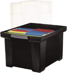 Storex - 1 Compartment, 18-1/2" Wide x 10-7/8" High x 14-1/4" Deep, Portable Storage Box - Plastic, Black/Clear - Exact Industrial Supply