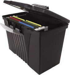 Storex - 1 Compartment, 14-1/2" Wide x 12" High x 10-1/2" Deep, File Storage Boxes - Plastic, Black - Exact Industrial Supply