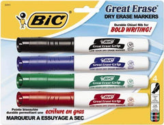 Bic - Assorted Colors, Great Erase Grip Chisel Tip Dry Erase Markers - For Use with Dry Erase Marker Boards - Exact Industrial Supply