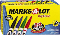 Marks-A-Lot - Assorted Colors, Pen Style, Bullet Tip, 24 Set Dry Erase Markers - For Use with Dry Erase Marker Boards - Exact Industrial Supply