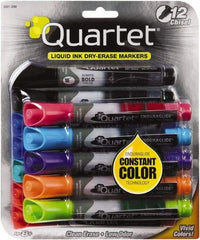 Quartet - Assorted Colors, Chisel Tip, 12 Set EnduraGlide Dry Erase Markers - For Use with Dry Erase Marker Boards - Exact Industrial Supply