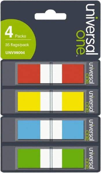 Universal One - Self-Stick Page Flags Style: Flag Color: Orange; Red; Blue; Yellow; Green - Exact Industrial Supply