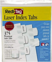 Redi-Tag - 1-1/8 x 1-1/4" 375 Tabs, Self-Adhesive, Self-Adhesive File Folder Tabs - White - Exact Industrial Supply