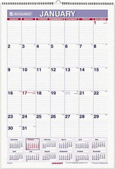 AT-A-GLANCE - 6 Sheet, 15-1/2 x 22-3/4", Ruled Blocks Wall Calendar - White - Exact Industrial Supply