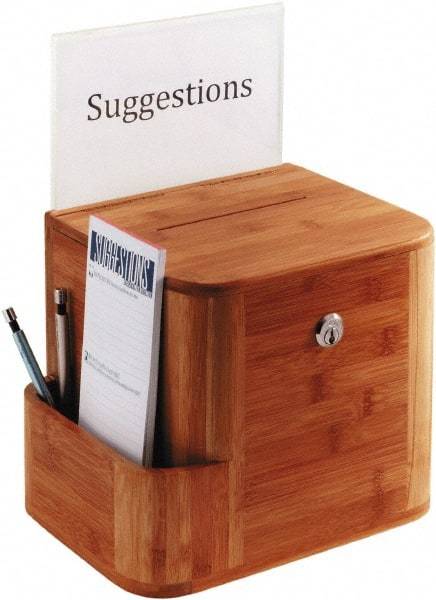 Safco - 10" Wide x 8" Deep x 14" High, Suggestion Box - Cherry - Exact Industrial Supply