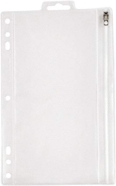 OXFORD - 6 x 9-1/2" 1 Tabs, 5-Hole Punched, Binder Pockets Divider - Clear, White Tabs, Clear/White Folder - Exact Industrial Supply