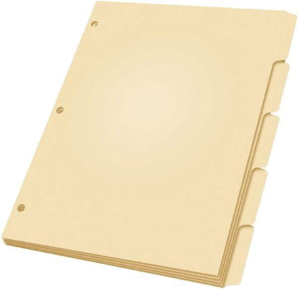 OXFORD - 11 x 8 1/2" 5 Tabs, 3-Hole Punched, Index Tab - Manila - Exact Industrial Supply