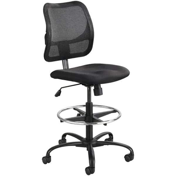 Safco - 23 to 33" High Extended Height Chair - 25" Wide x 25" Deep, 100% Polyester Seat, Black - Exact Industrial Supply