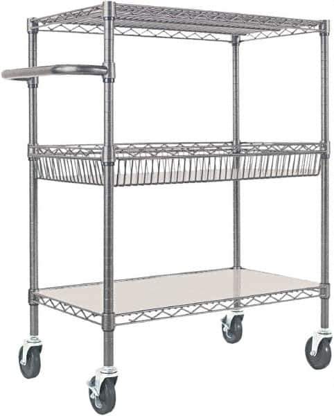 ALERA - 500 Lb Capacity, 34" Wide x 18" Long x 40" High Standard Utility Cart - 2 Shelf, Steel - Exact Industrial Supply